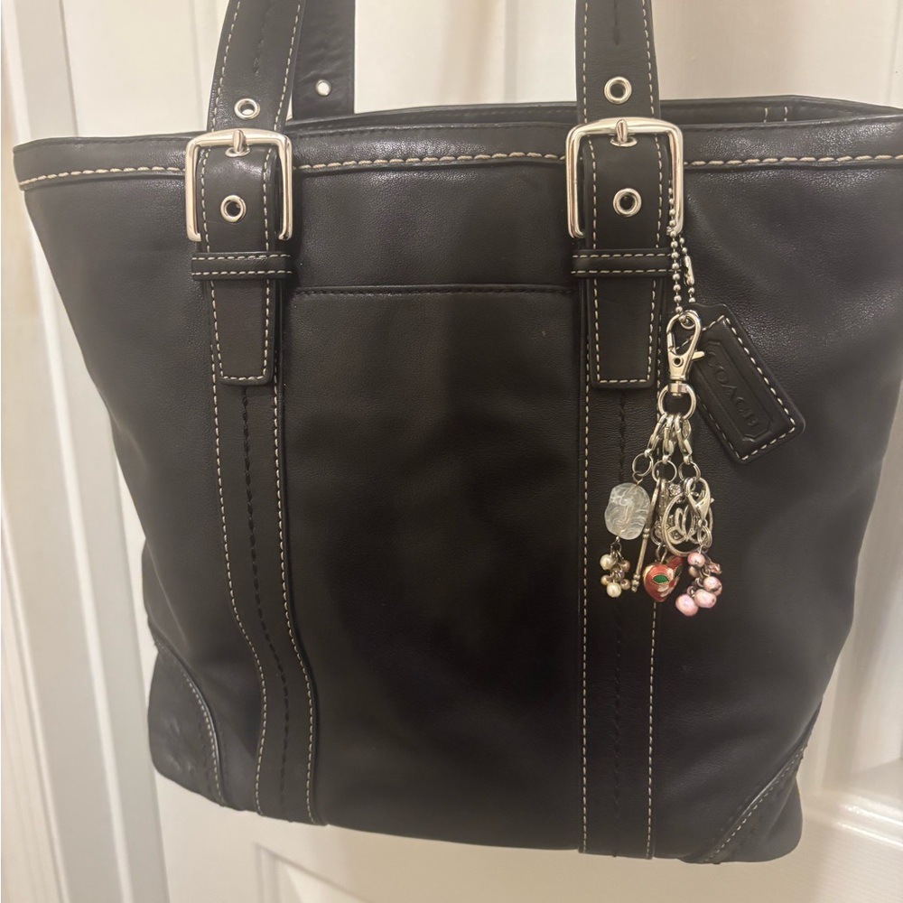 Coach Black Tote with Silver Accents